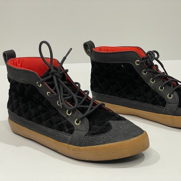 Pastry Other - Pastry Dance High Top Sneakers Quilted Black Gold and Red Size 7.5